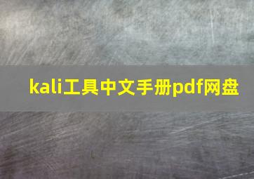 kali工具中文手册pdf网盘