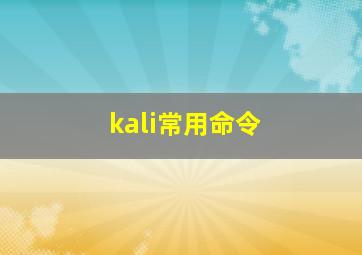 kali常用命令