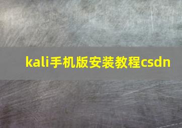 kali手机版安装教程csdn