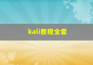 kali教程全套