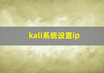 kali系统设置ip