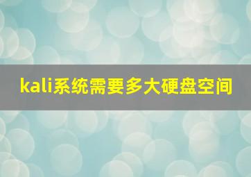 kali系统需要多大硬盘空间