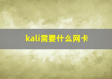 kali需要什么网卡