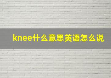 knee什么意思英语怎么说