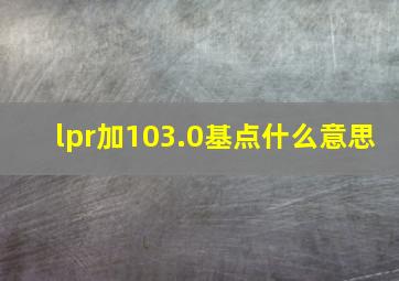 lpr加103.0基点什么意思