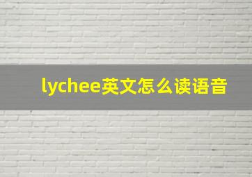 lychee英文怎么读语音