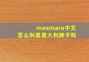 maxmara中文怎么叫是意大利牌子吗