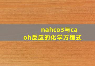 nahco3与caoh反应的化学方程式