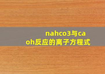 nahco3与caoh反应的离子方程式