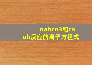 nahco3和caoh反应的离子方程式