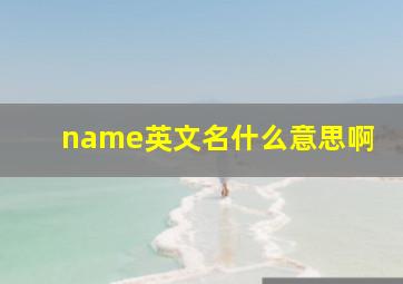 name英文名什么意思啊