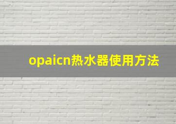 opaicn热水器使用方法