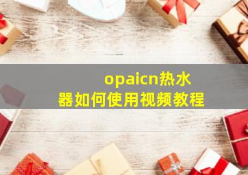 opaicn热水器如何使用视频教程