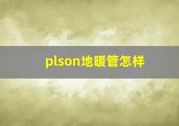 plson地暖管怎样