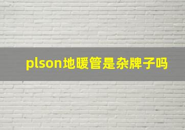 plson地暖管是杂牌子吗