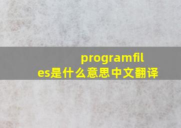 programfiles是什么意思中文翻译