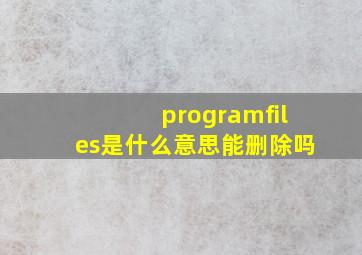 programfiles是什么意思能删除吗