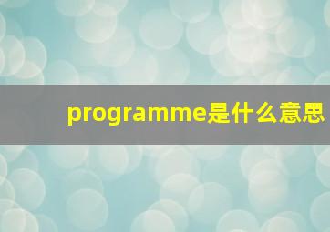 programme是什么意思