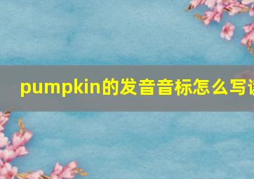 pumpkin的发音音标怎么写读