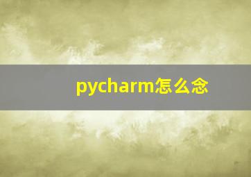 pycharm怎么念