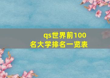 qs世界前100名大学排名一览表