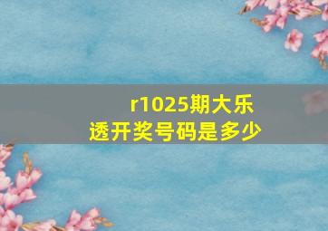 r1025期大乐透开奖号码是多少