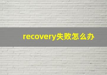 recovery失败怎么办