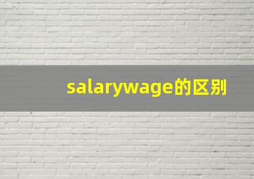 salarywage的区别