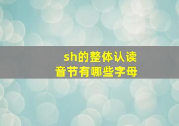 sh的整体认读音节有哪些字母