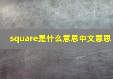 square是什么意思中文意思