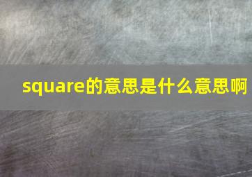 square的意思是什么意思啊