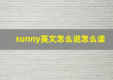 sunny英文怎么说怎么读