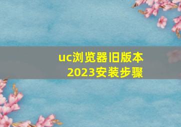 uc浏览器旧版本2023安装步骤