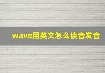 wave用英文怎么读音发音