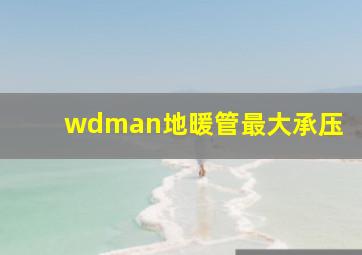 wdman地暖管最大承压