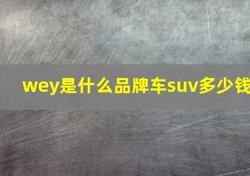 wey是什么品牌车suv多少钱