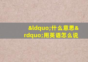 “什么意思”用英语怎么说