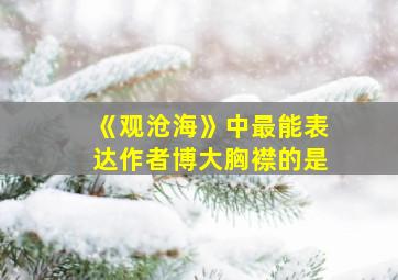 《观沧海》中最能表达作者博大胸襟的是