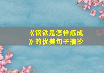 《钢铁是怎样炼成》的优美句子摘抄