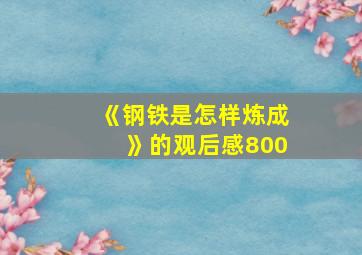 《钢铁是怎样炼成》的观后感800