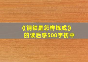 《钢铁是怎样炼成》的读后感500字初中