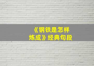 《钢铁是怎样炼成》经典句段