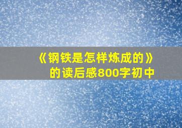 《钢铁是怎样炼成的》的读后感800字初中