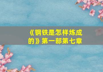 《钢铁是怎样炼成的》第一部第七章