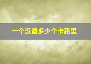 一个汉堡多少个卡路里