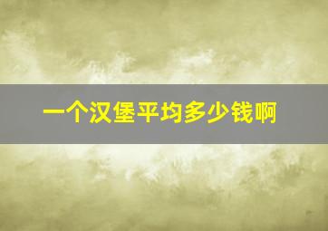 一个汉堡平均多少钱啊