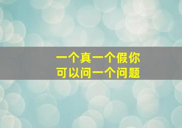 一个真一个假你可以问一个问题