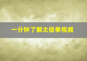 一分钟了解太极拳视频