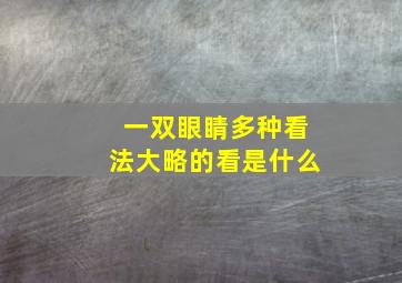 一双眼睛多种看法大略的看是什么