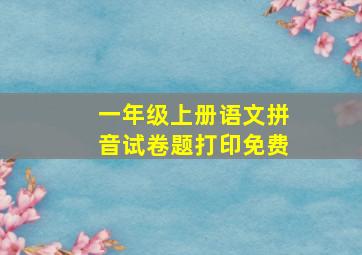 一年级上册语文拼音试卷题打印免费